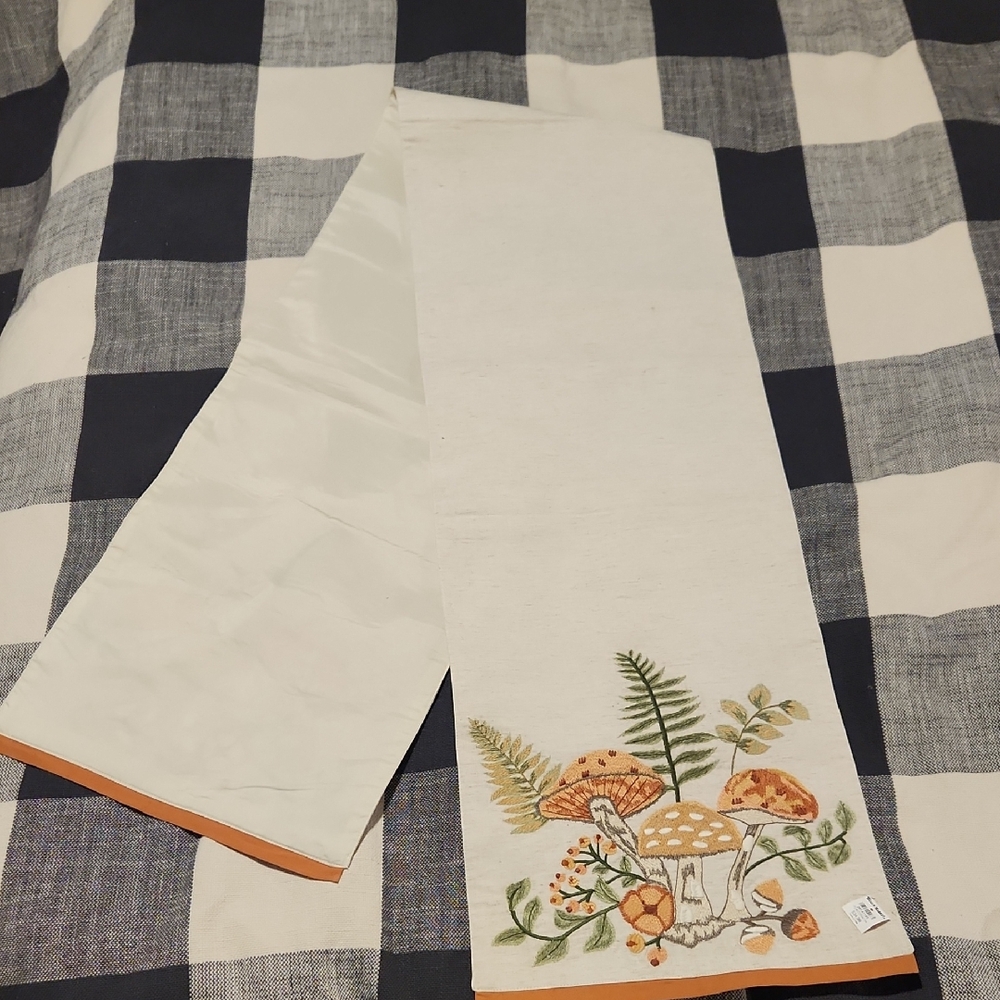 World Market Embroidered Mushroom Table Runner